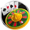Juego de casino con arte brillante y composición moderna de alto contraste
